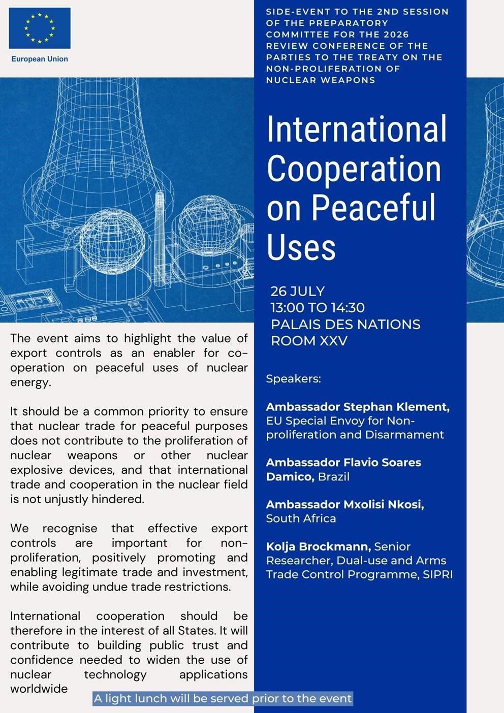 Flyer of the side event 'International Cooperation on Peaceful Uses'