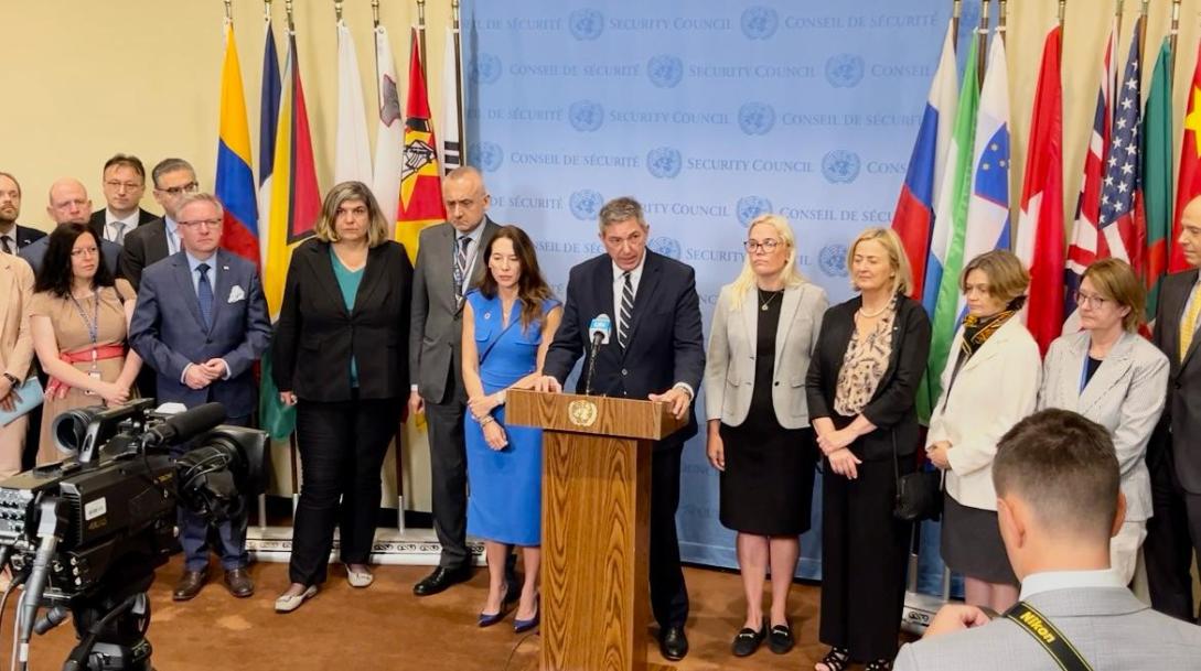 16 July 2024, Ambassador Lambrinidis at the UN Security Council Stakeout
