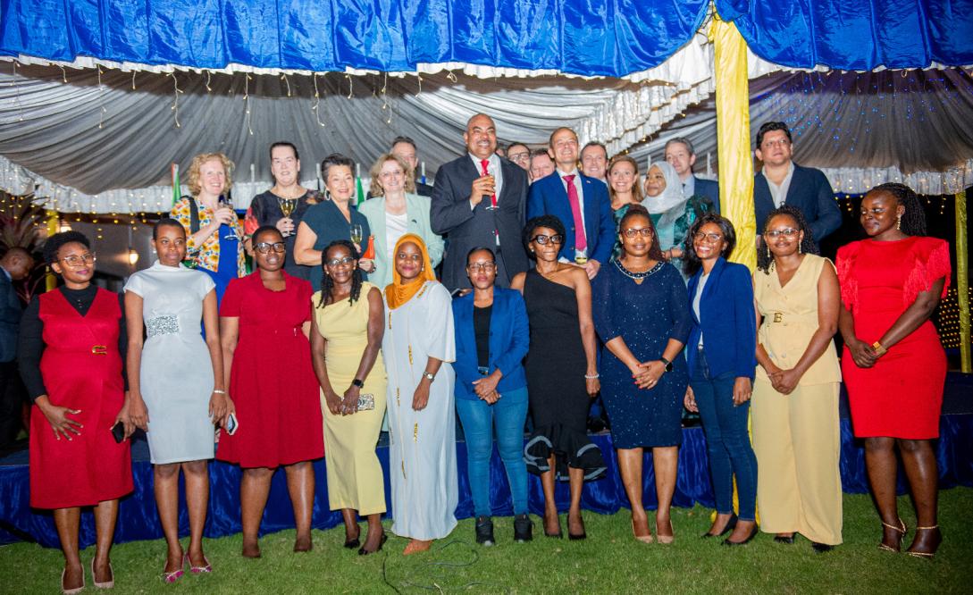 EU Ambassador to Tanzania, H.E. Christine Grau, Hon. Kombo, EU Member State Ambassadors are joined o