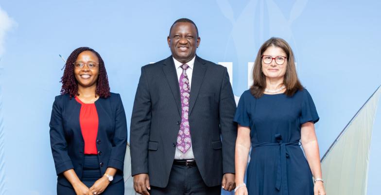 EU Ambassador Henriette Geiger with CS Salim Mvurya and PS Betsy Njagi