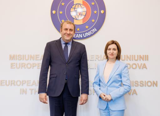 President Maia Sandu and Head of EUPM Cosmin Dinescu