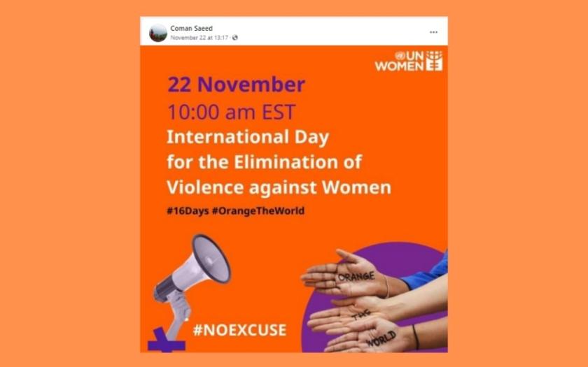 #16DaysOfActivism - announcement of UN Women event 22 November 2023