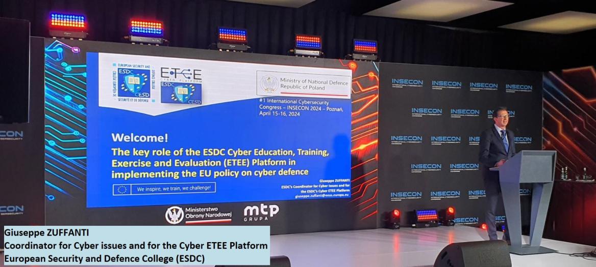Giuseppe Zuffanti, Coordinator for Cyber issues and for the Cyber ETEE Platform ESDC