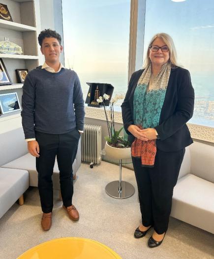 EU Ambassador Anne Koistinen with the Delegation's Young Ambassador Rafael Nava