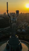 Motherland Monument in Kyiv at sunrise