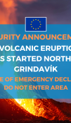 Volcano alert - eruption started north of Grindavik on 23 August 2024