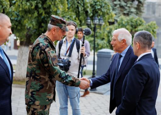  High Representative/Vice-President Josep Borrell with Moldovan Minister of Defence Anatolie Nosatîi