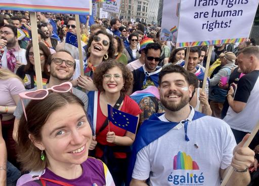 EU staff with banners