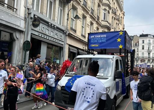 EP elections banners at Pride parade