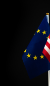 EU and US flags in a black background