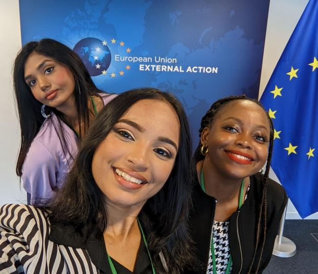 #OurVoiceOurFuture young champions next to EU flag