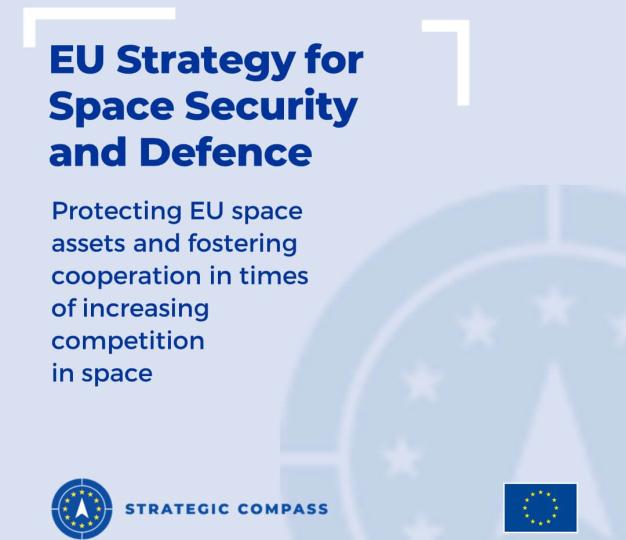 A card with EU strategy for space text 1